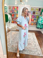 Bloom Bright Striped Midi Dress - Blue