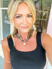 Lillie Scarf Charm Necklace - Leopard