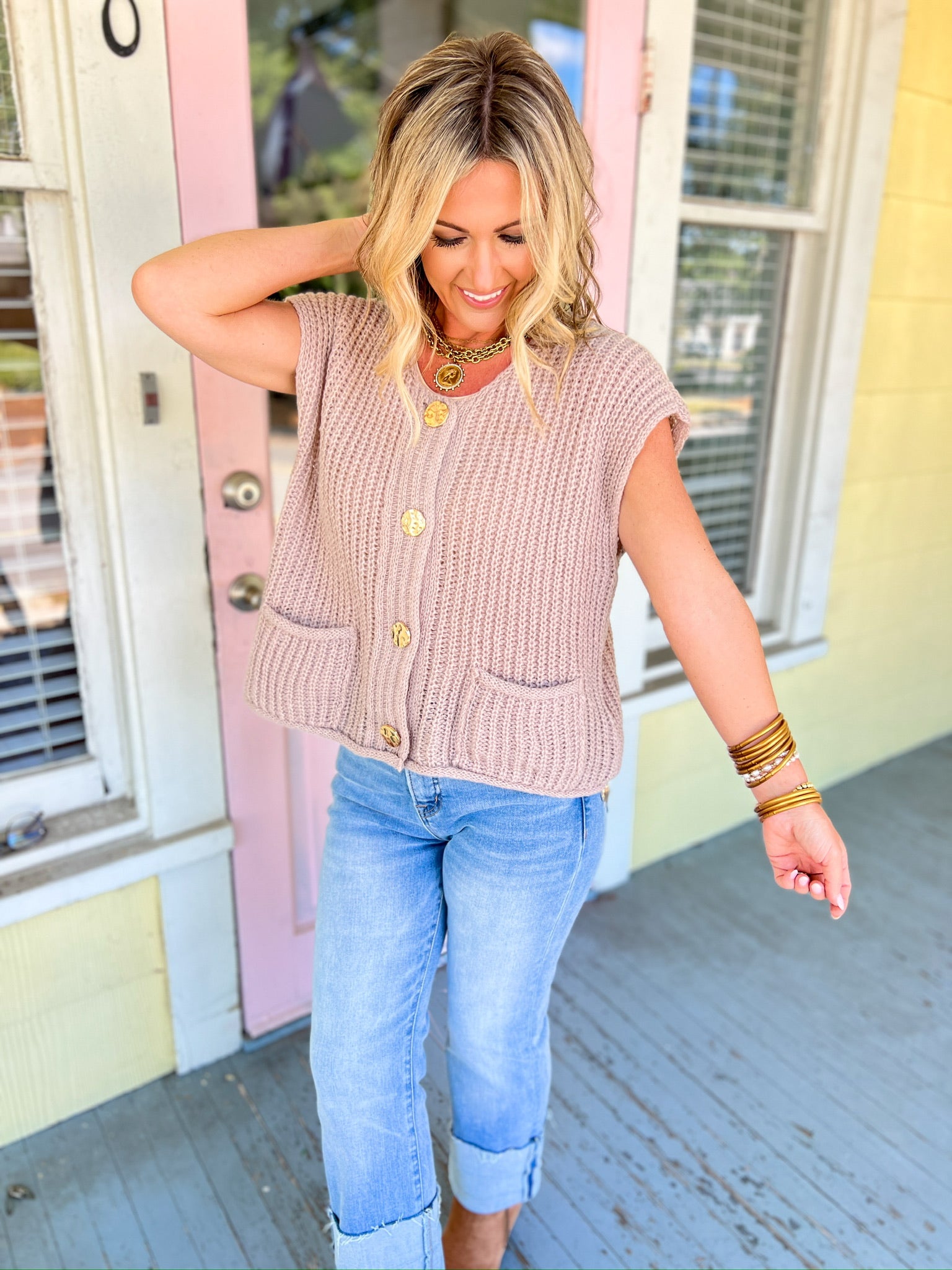 Find Your Voice Button Front Sweater - Ash Mocha