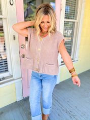 Find Your Voice Button Front Sweater - Ash Mocha