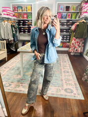 Risen| Slouchy Crop Barrel Camo Pants