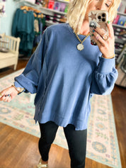 Simply Well Oversized Raw Edge Sweatshirt - Navy