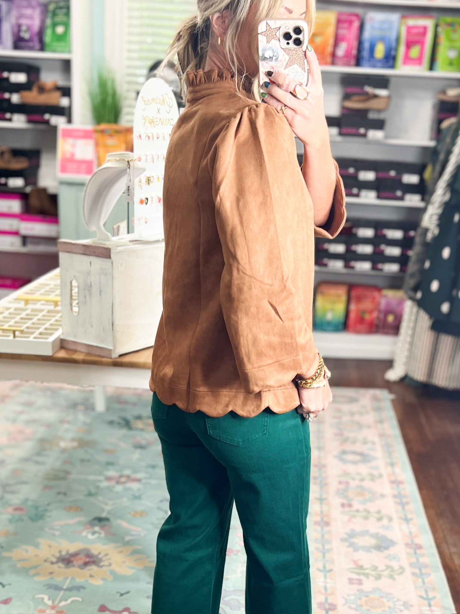 Places To Be Faux Suede Top - Camel