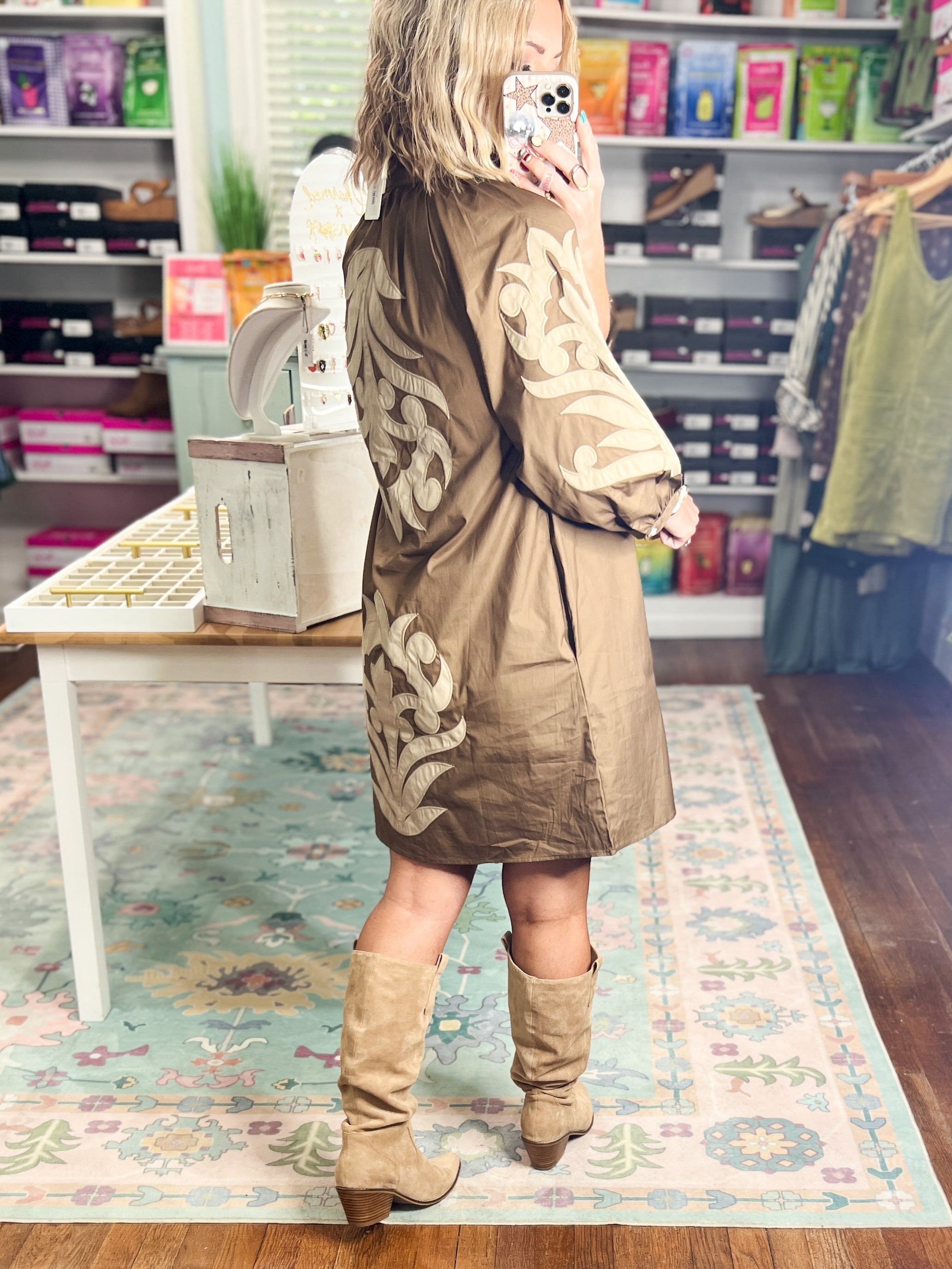 Made to Impress Baroque Floral Dress - Brown