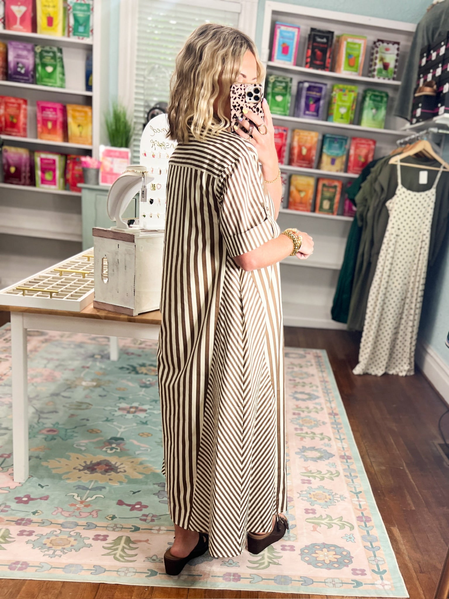 Mocha Charm Stripe Dress