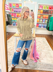 Carefree Charm French Terry Pullover - Mocha