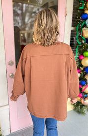 Textured Cotton Relaxed Fit Top - Mocha