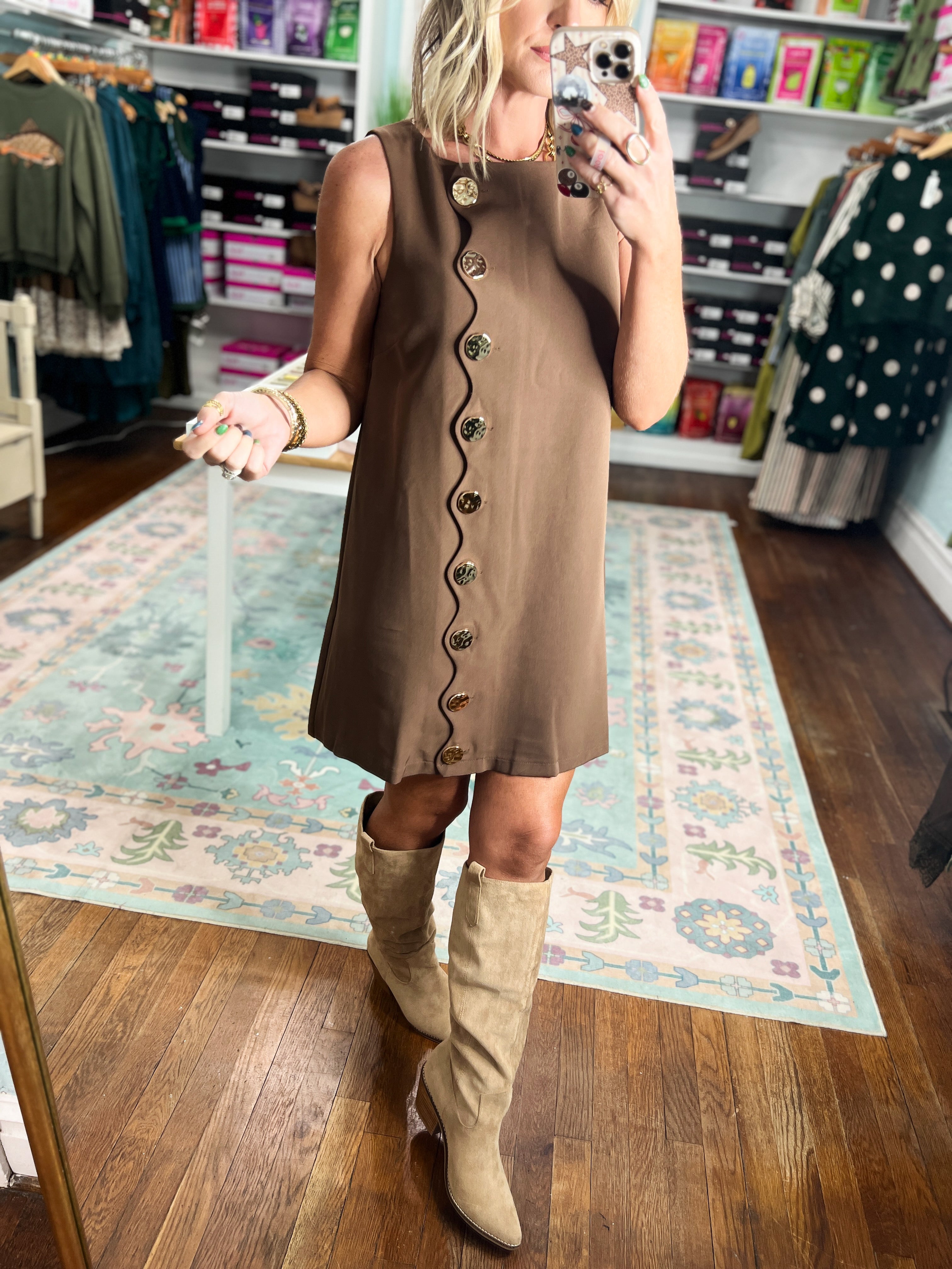 Perfect Introduction Mini Dress - Brown
