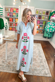 Bloom Bright Striped Midi Dress - Blue