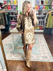 Made to Impress Baroque Floral Dress - Brown