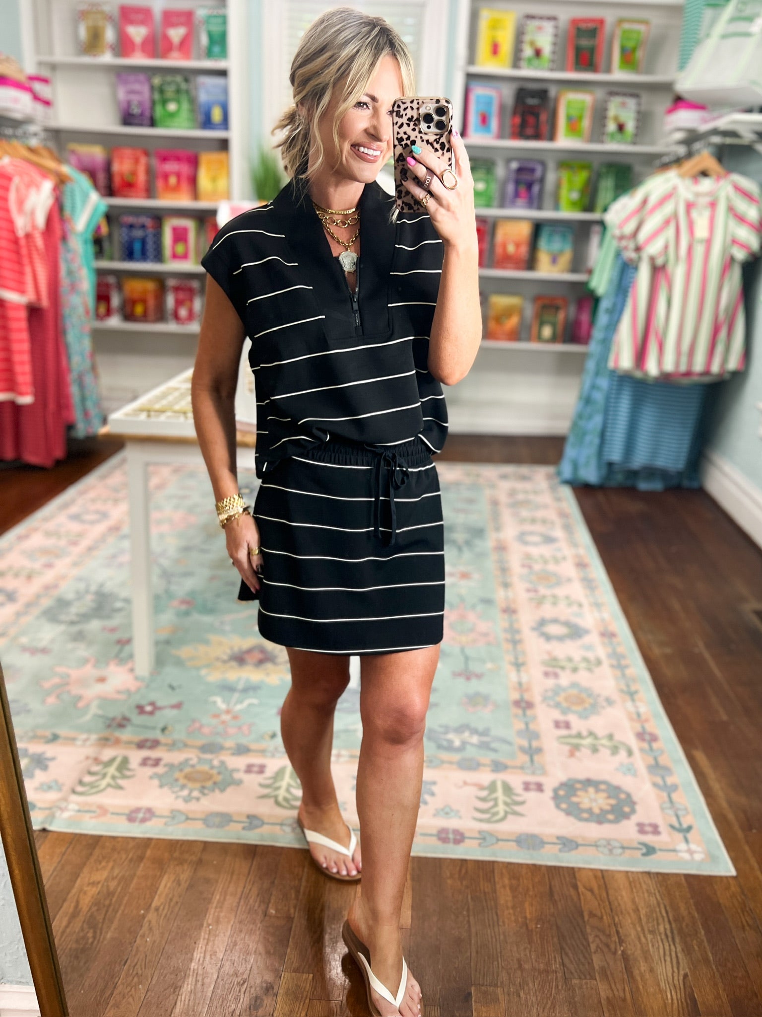 Light and Breezy Stripe Sleeveless TOP - Black