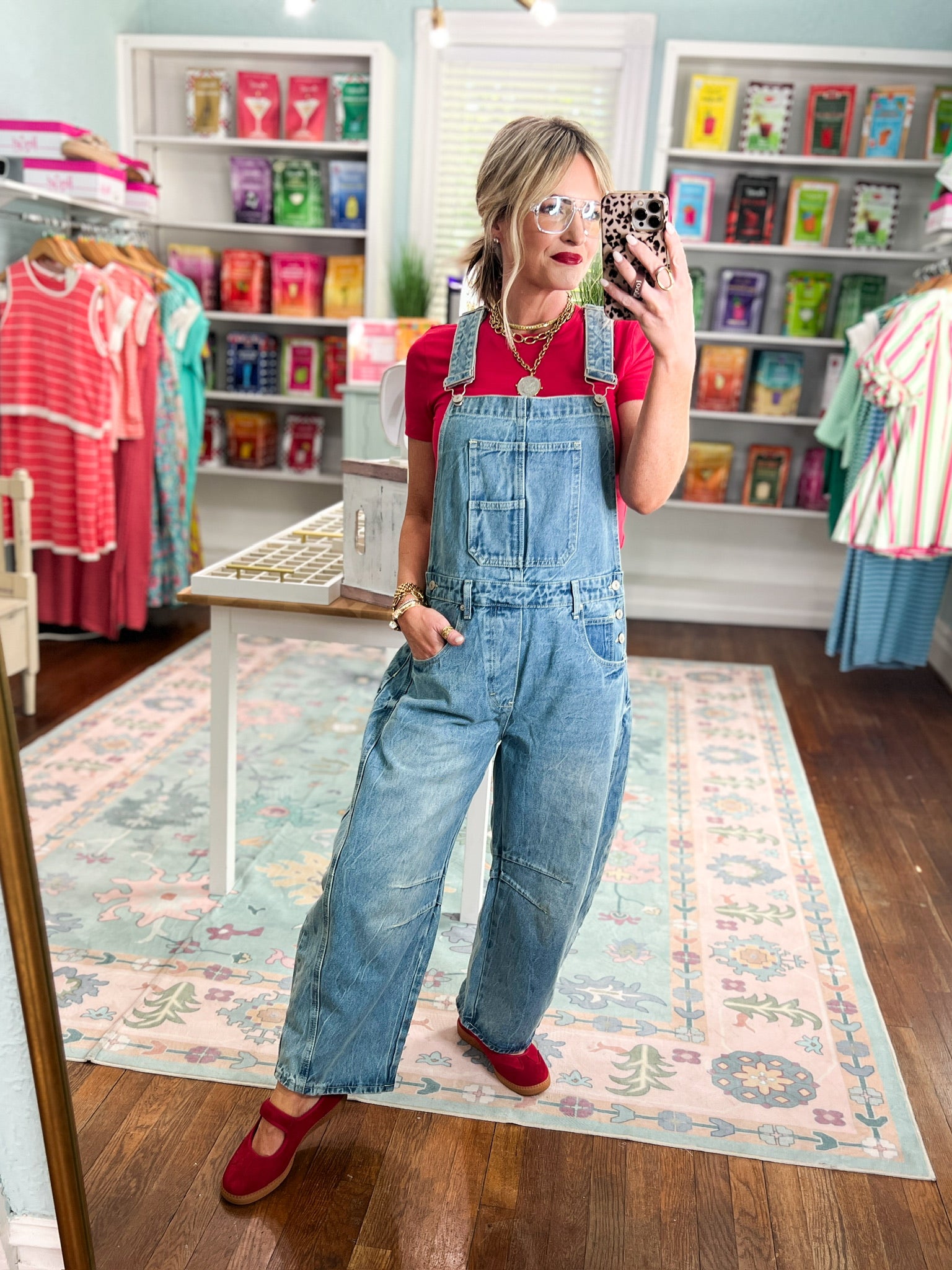 Just Ask Mineral Washed Barrel Leg Overalls