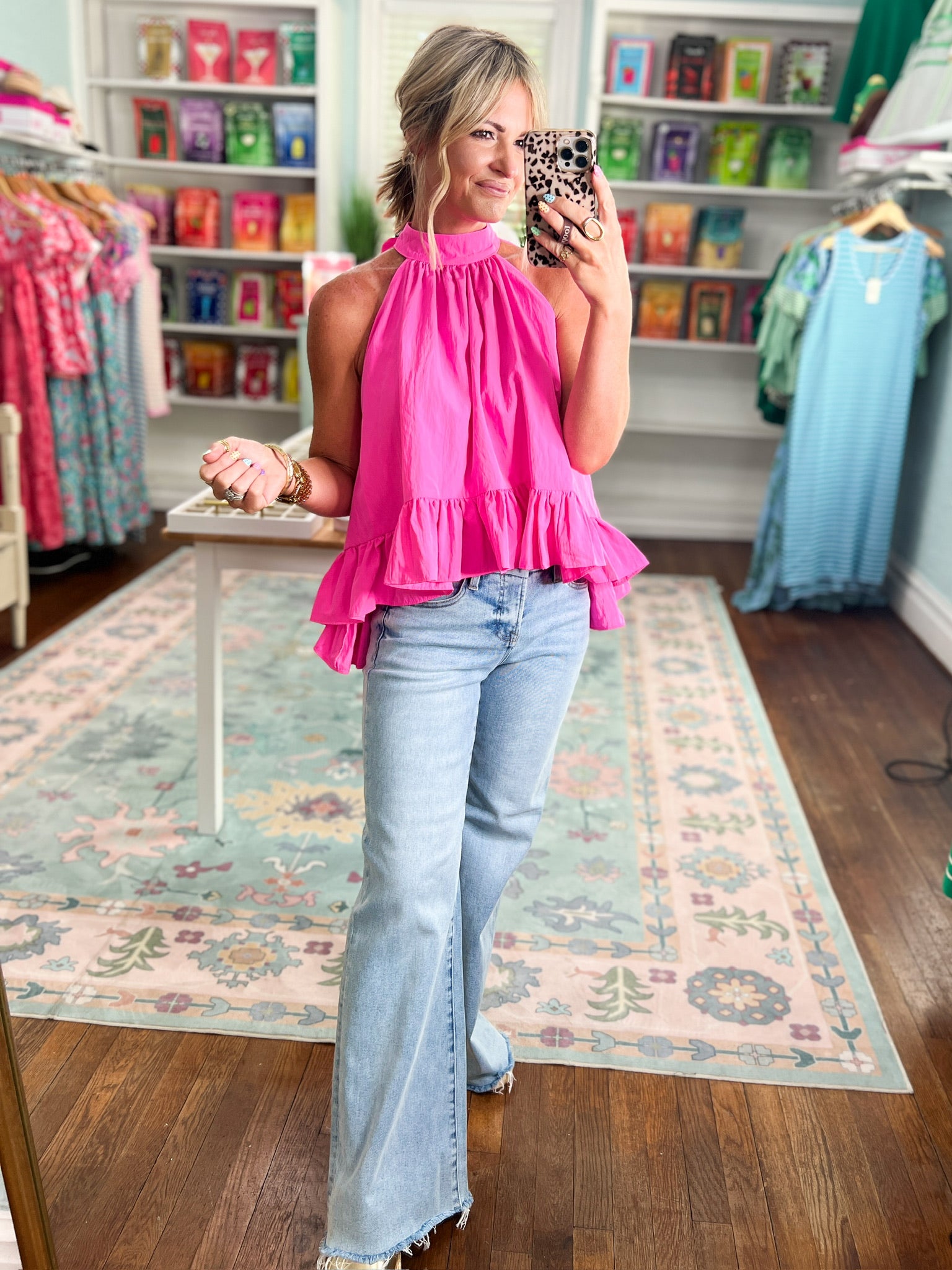 Flirt and Flow Ruffle Top - Bright Pink