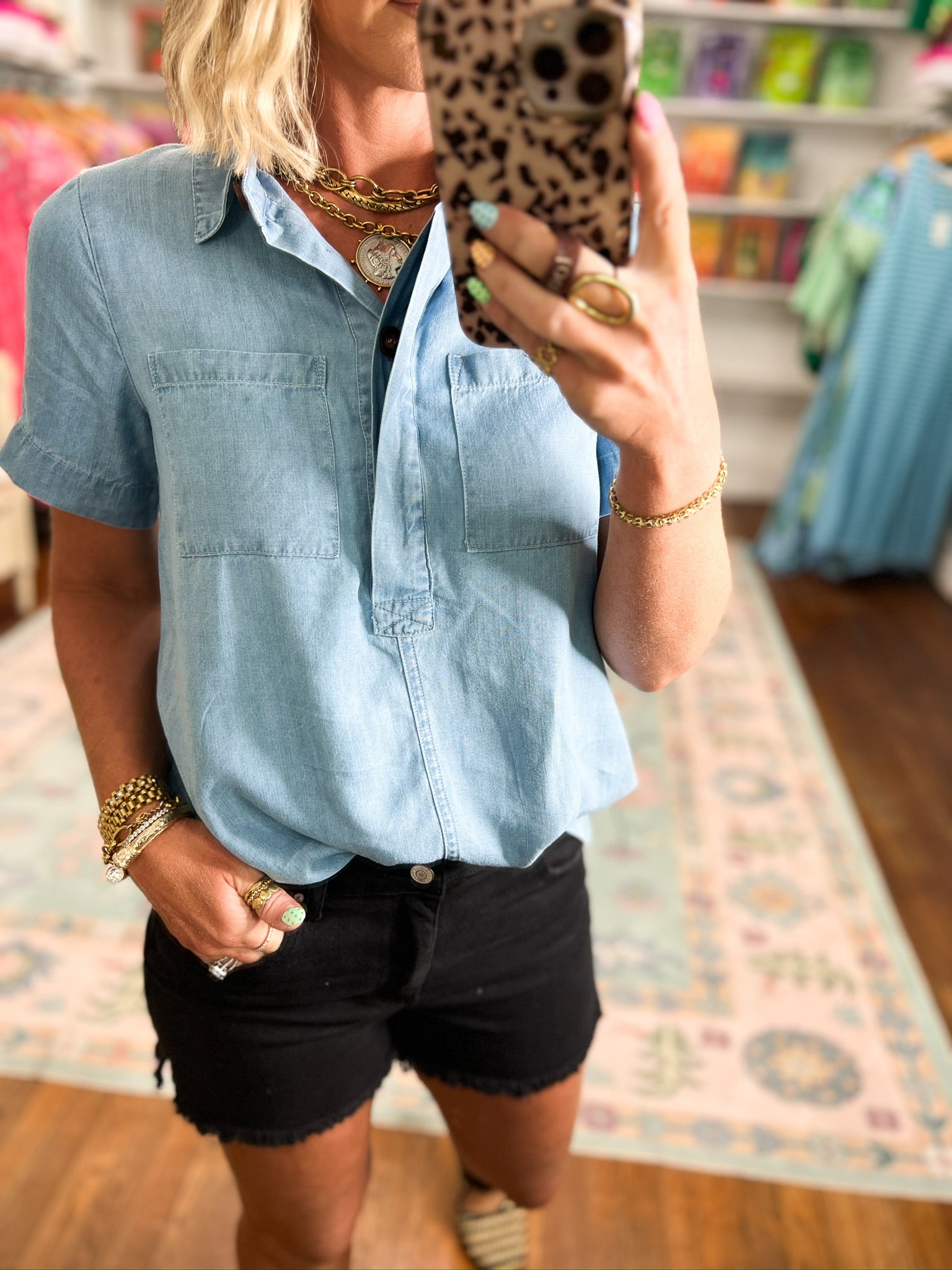 On Our Way Denim Tunic Top