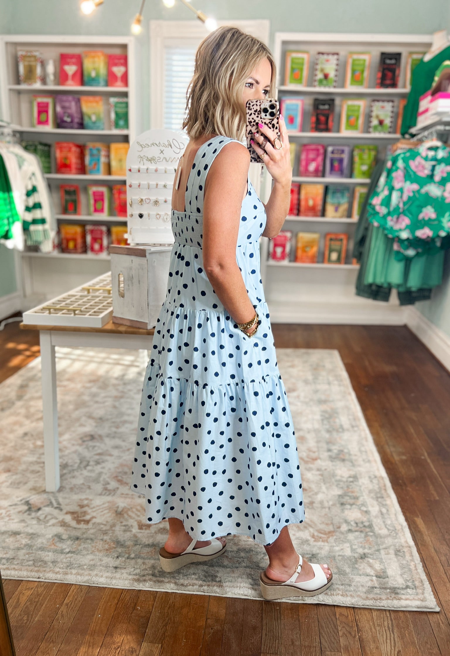 All Is Well Tiered Midi Dress - Blue