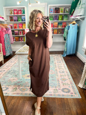 A Clear Mind Midi Dress - Brown