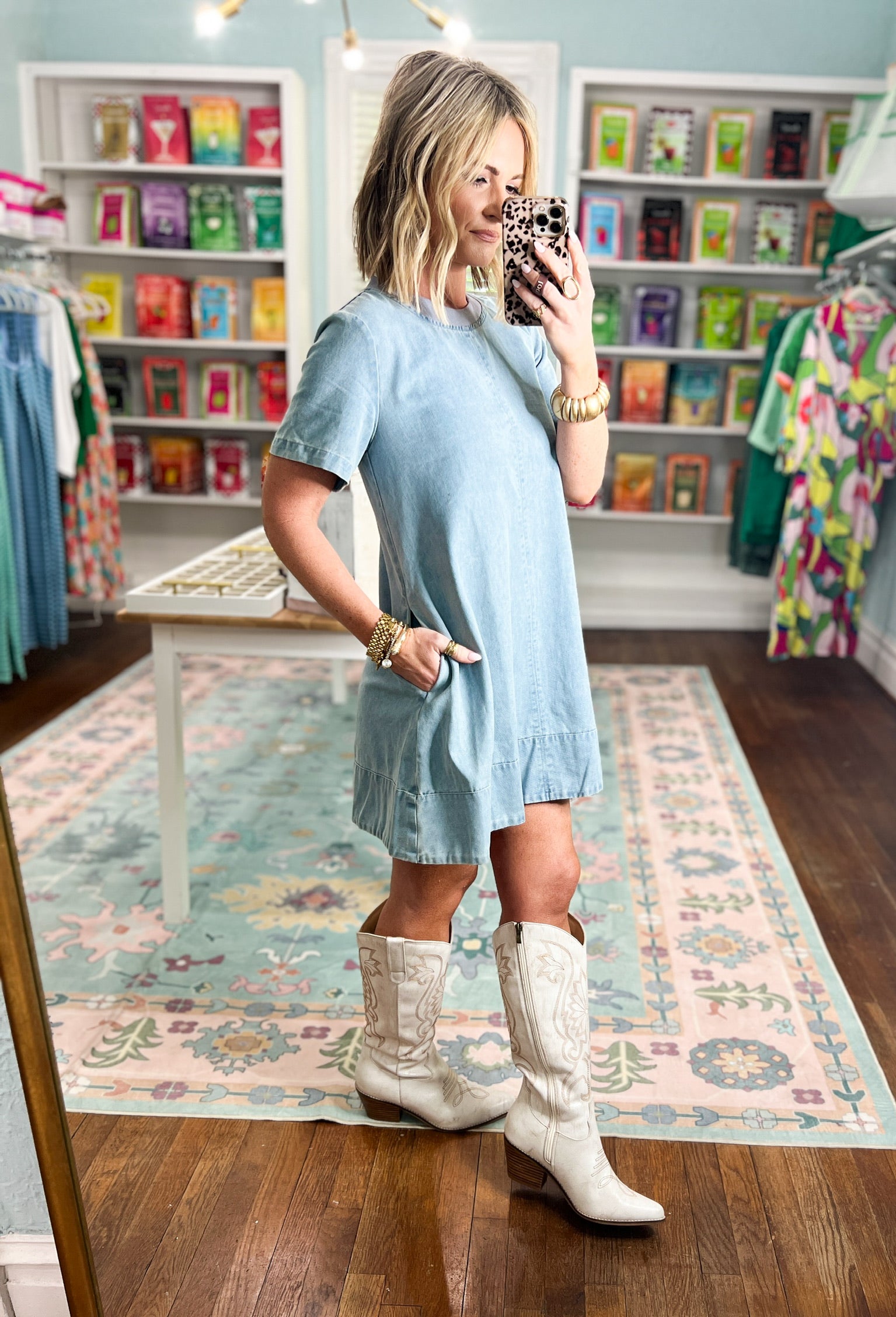 Your Biggest Wish Denim Mini Dress