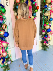 Gingerbread Hugs Sequin Sweatshirt - Brown
