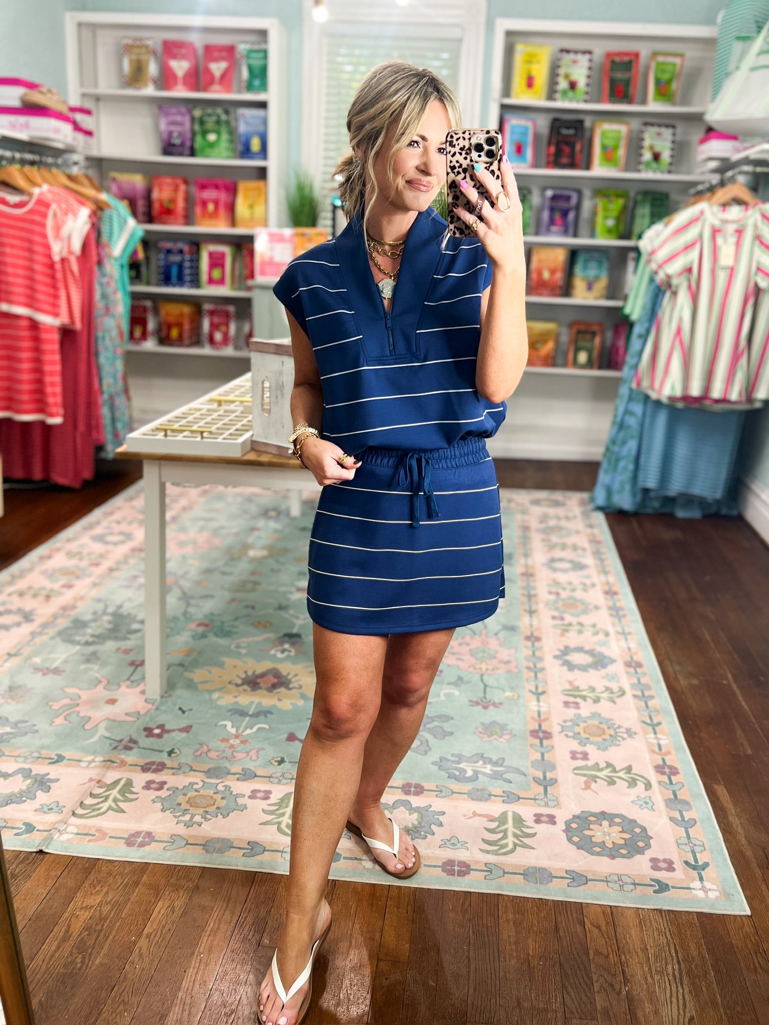 Light and Breezy Stripe Sleeveless TOP - Navy