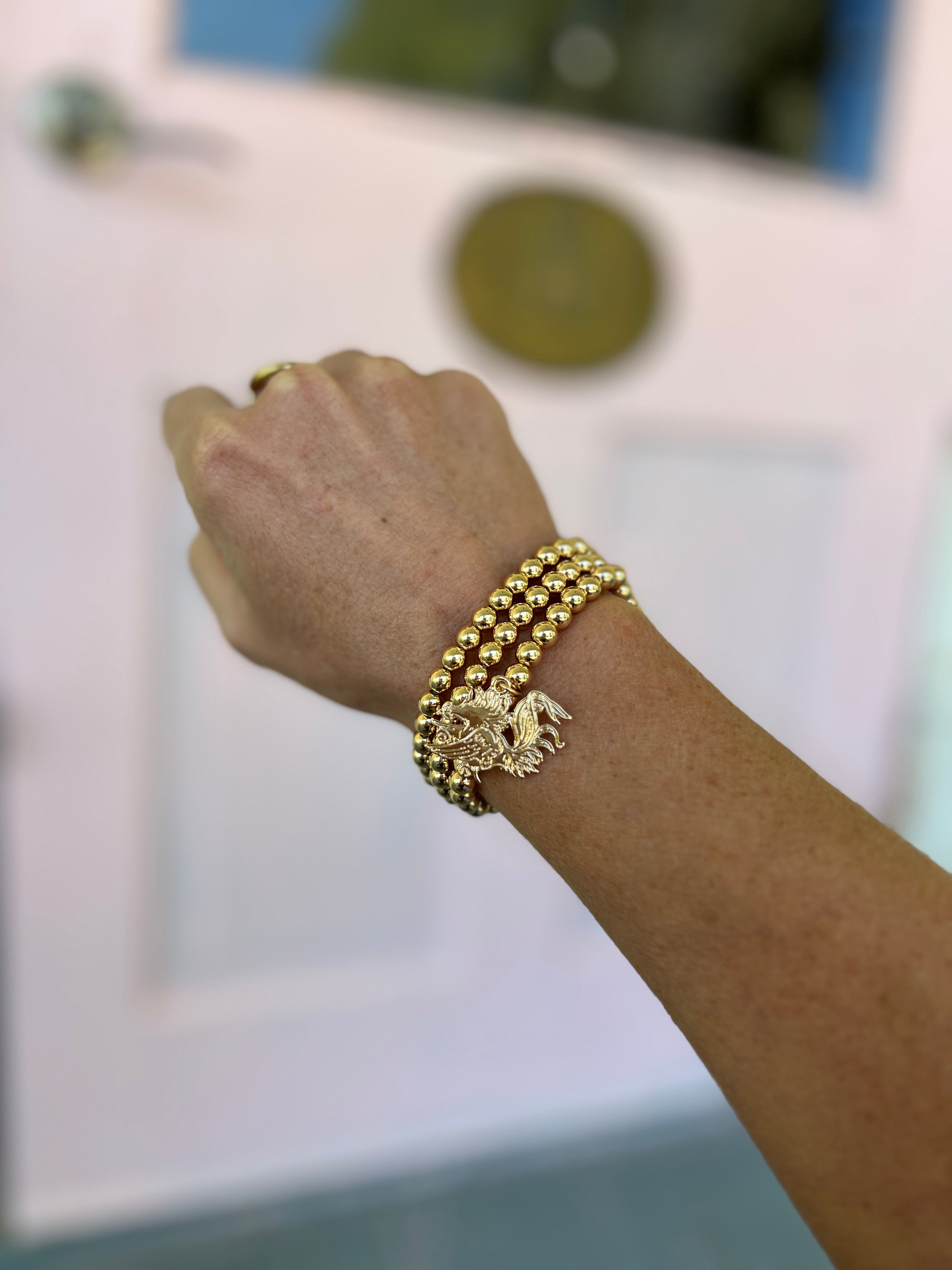 Three Row CCB Gamecock Charm Bracelet