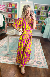 Electric Orchid Midi Dress