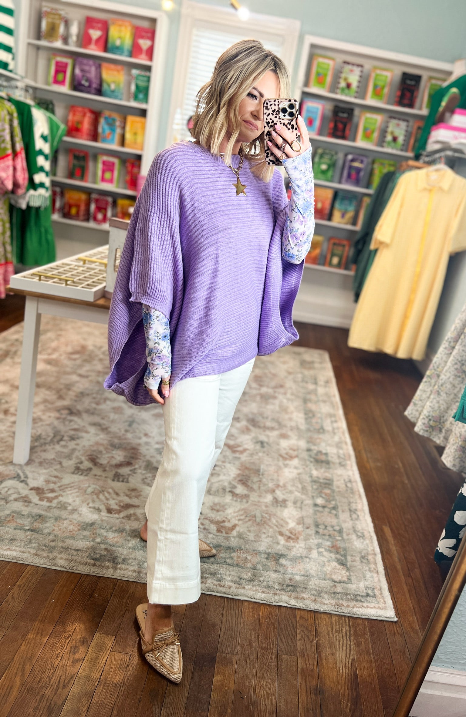 Spring Meg Pullover Poncho Sweater - Purple