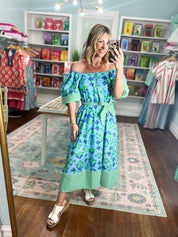 Something Special Botanical Print Midi Dress - Blue