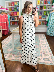 Pretty in Polka Maxi Dress - White/Black