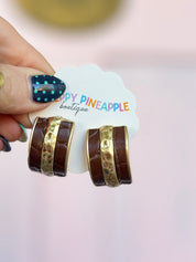 Embossed Leather and Textured Hoops - Brown