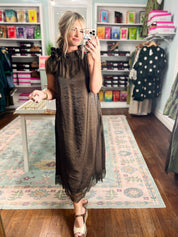 Beautiful Balance Lace Trim Midi Dress - Brown