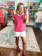 My Way Stripe Top - Ruby