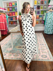 Pretty in Polka Maxi Dress - White/Black