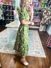 Calm and Centered Floral Midi Dress - Olive