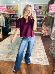 All That Charm Short Sleeve Top - Plum