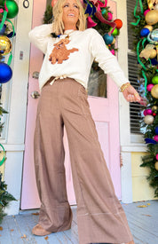 Calm Energy Wide Leg Crop Pants - Mocha