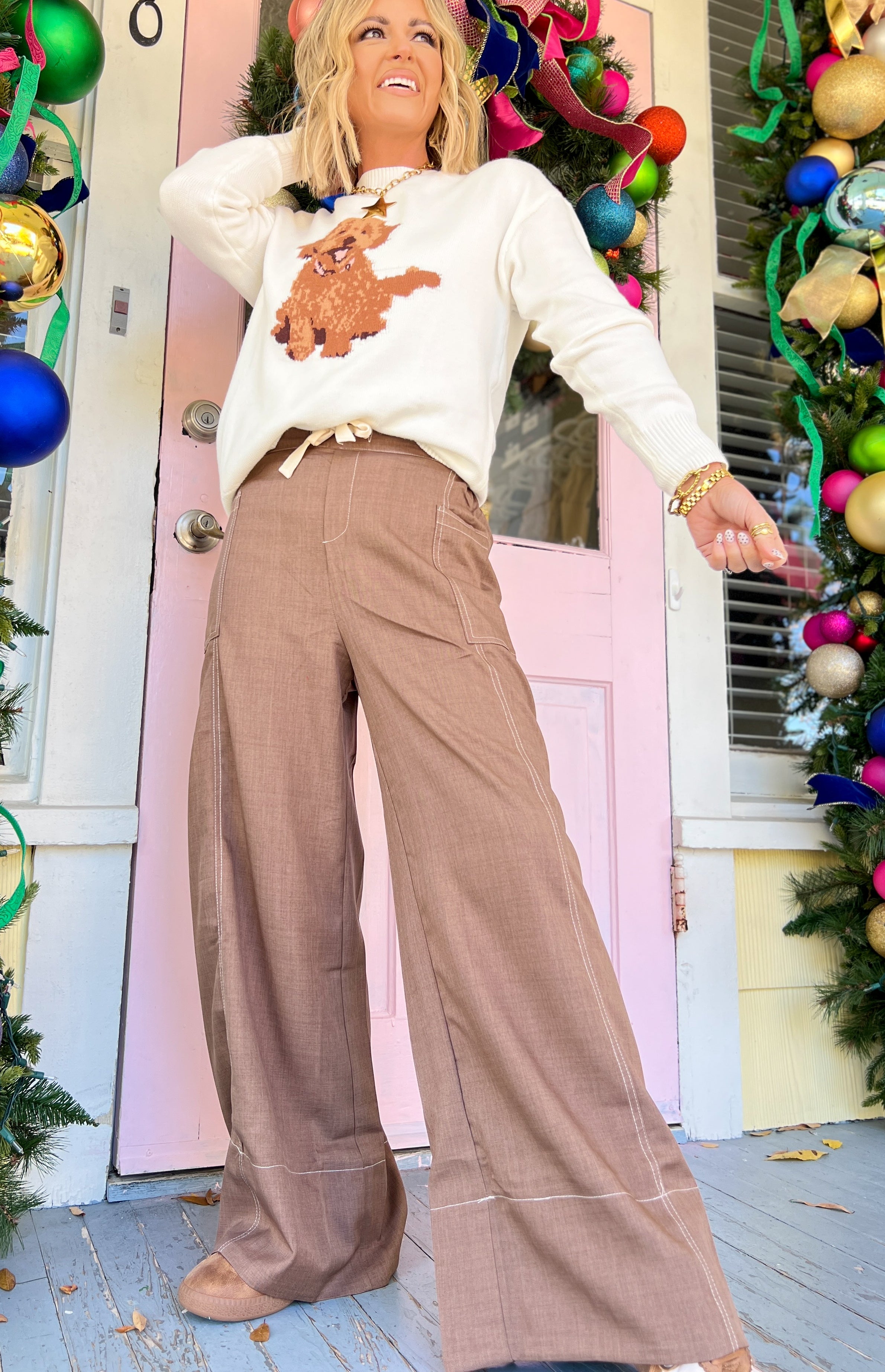 Calm Energy Wide Leg Crop Pants - Mocha