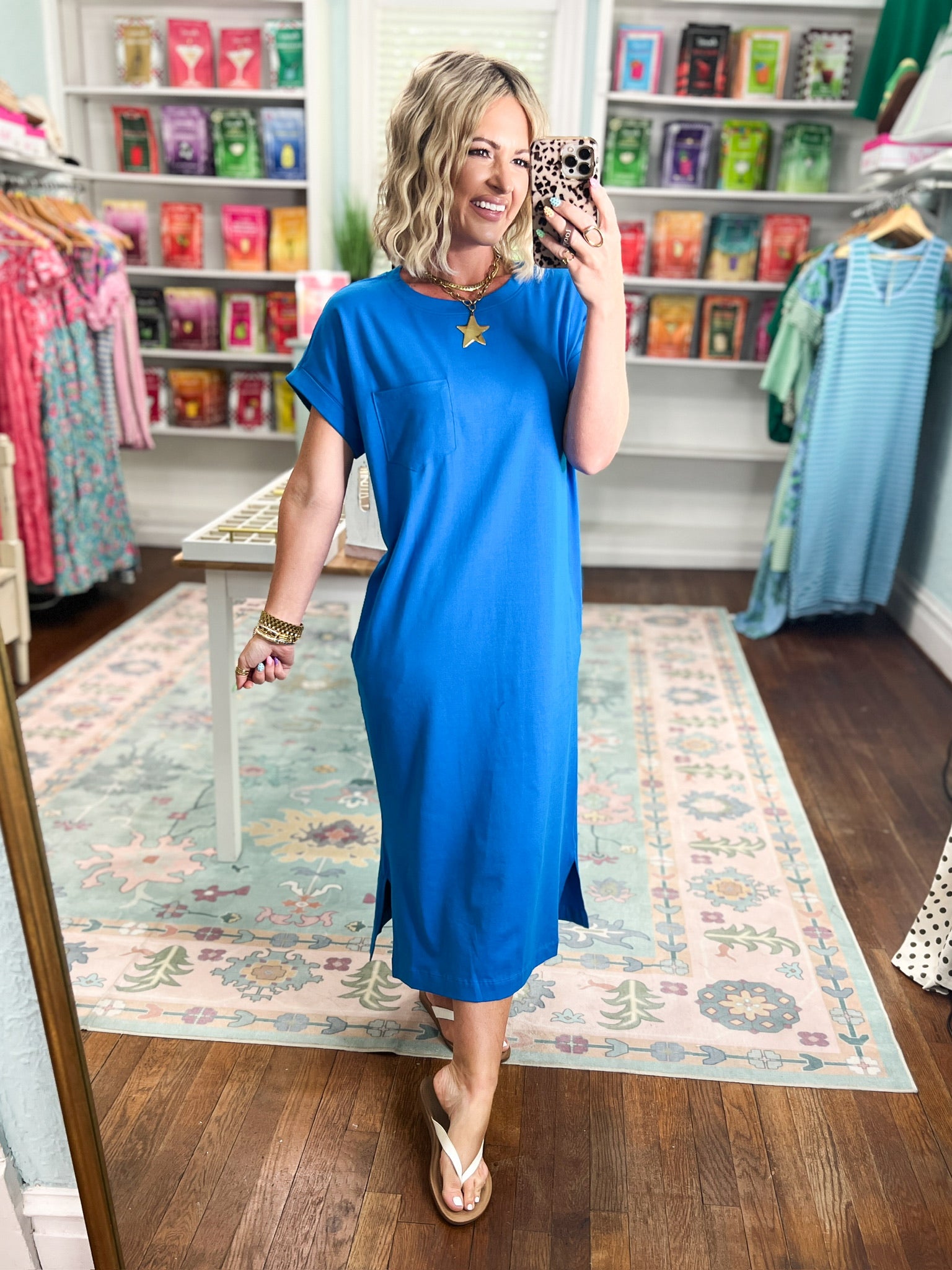 A Clear Mind Midi Dress - Ocean Blue