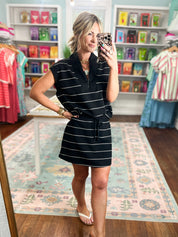 Light and Breezy Stripe Sleeveless TOP - Black