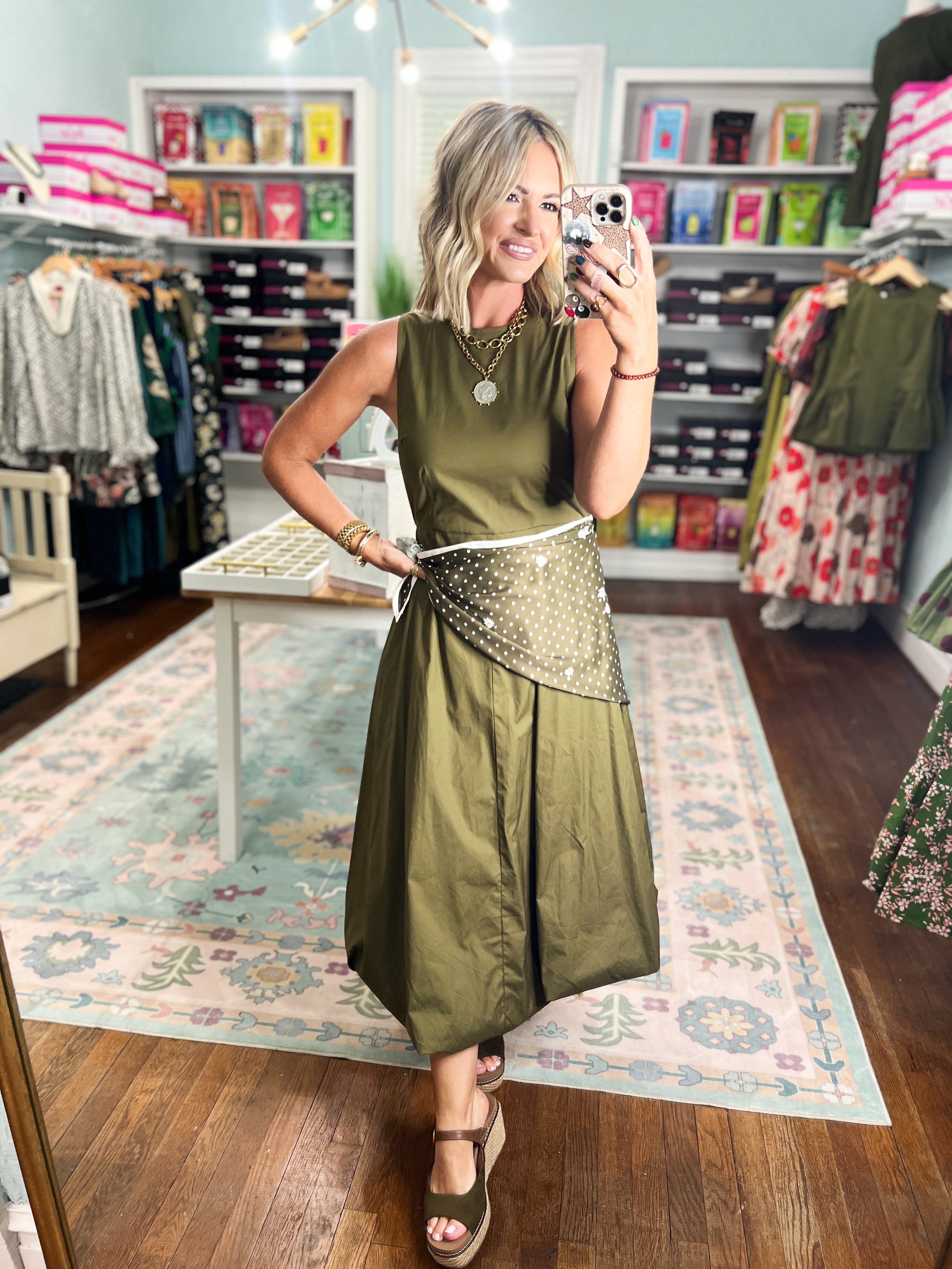 Get Their Attention Midi Dress - Olive