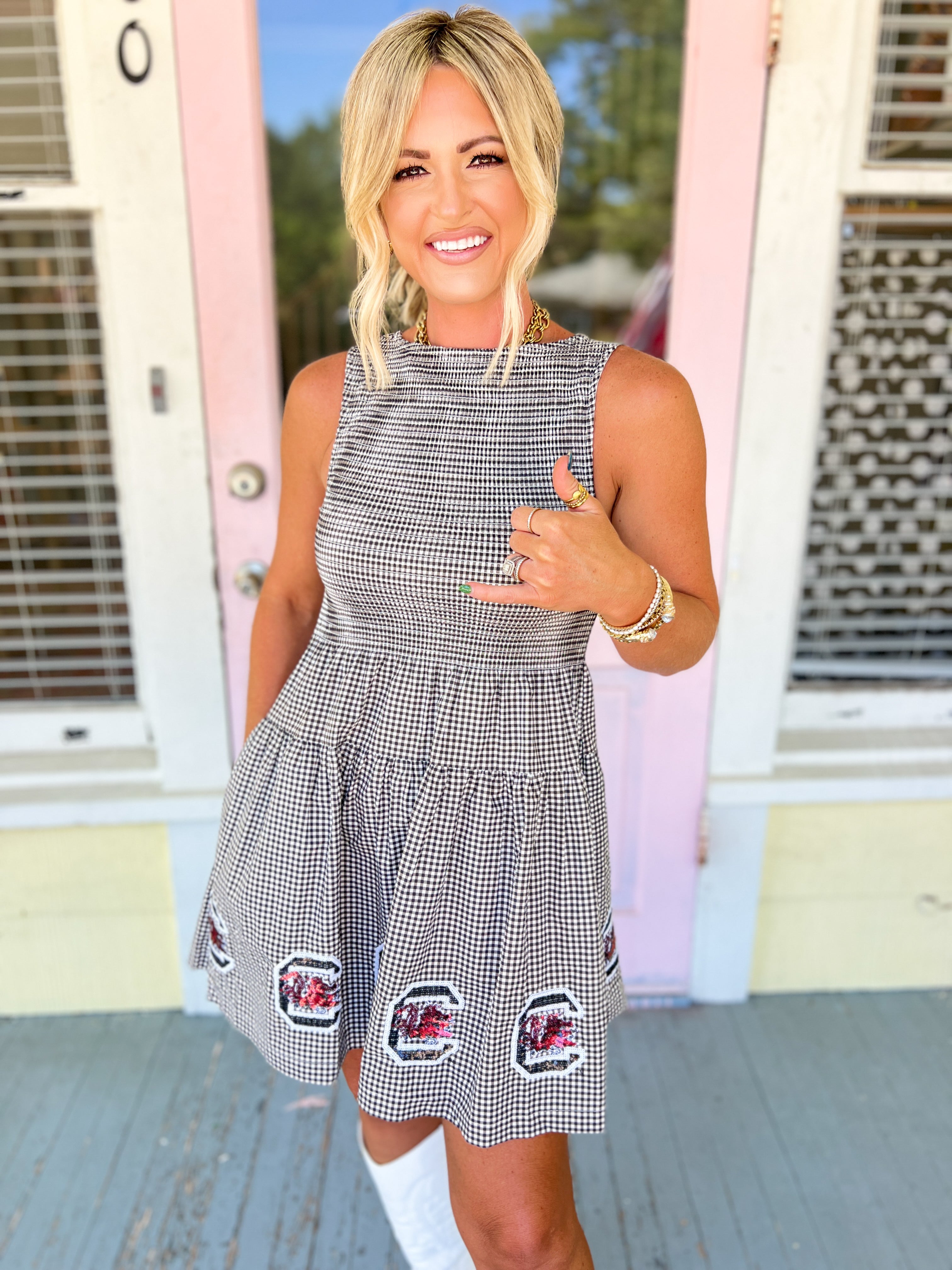 South Carolina Seersucker Dress - Black