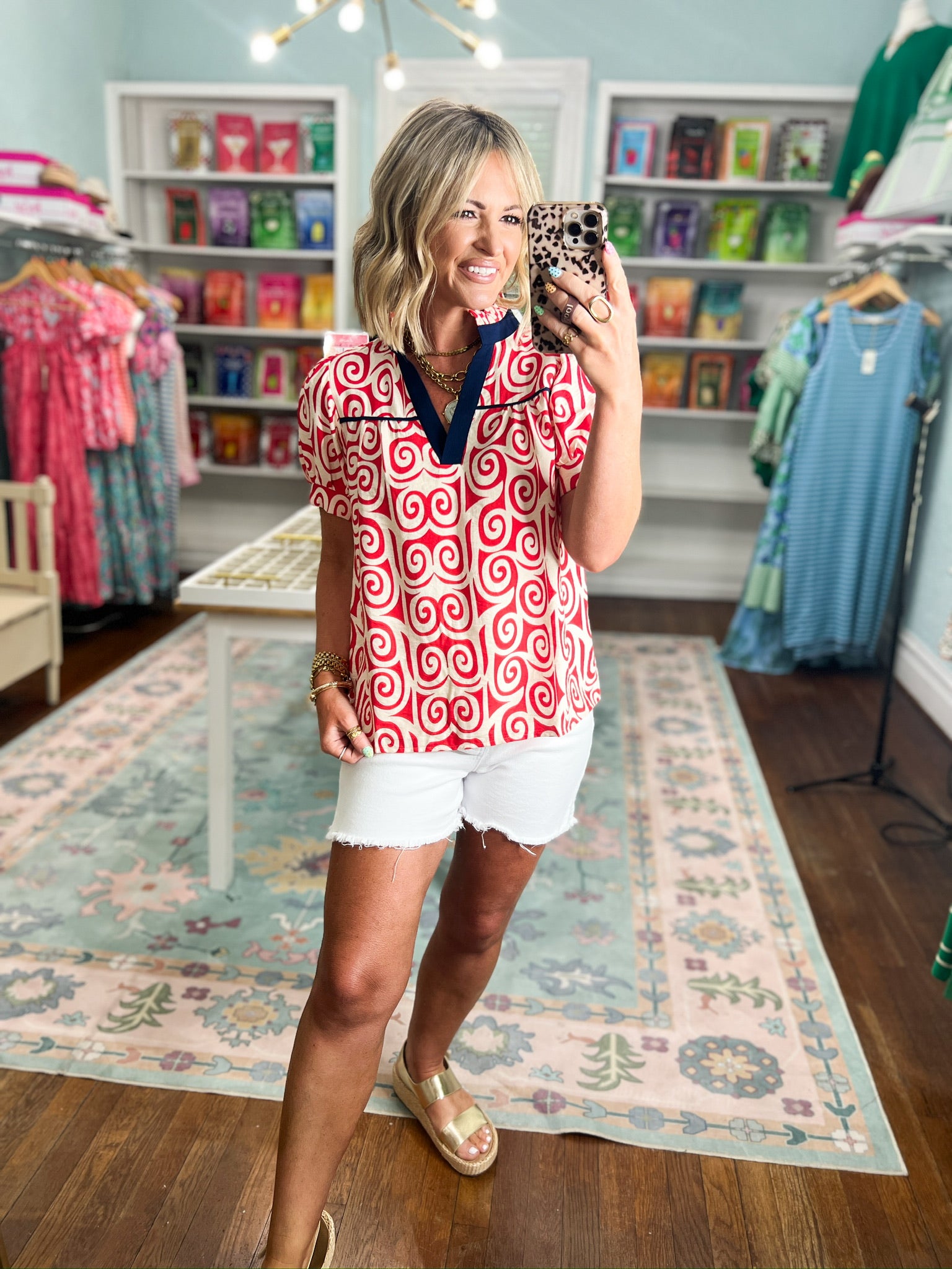 Getting Close Swirl Print Top - Red