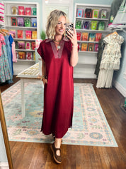 Casual Staple Midi Dress - Burgundy