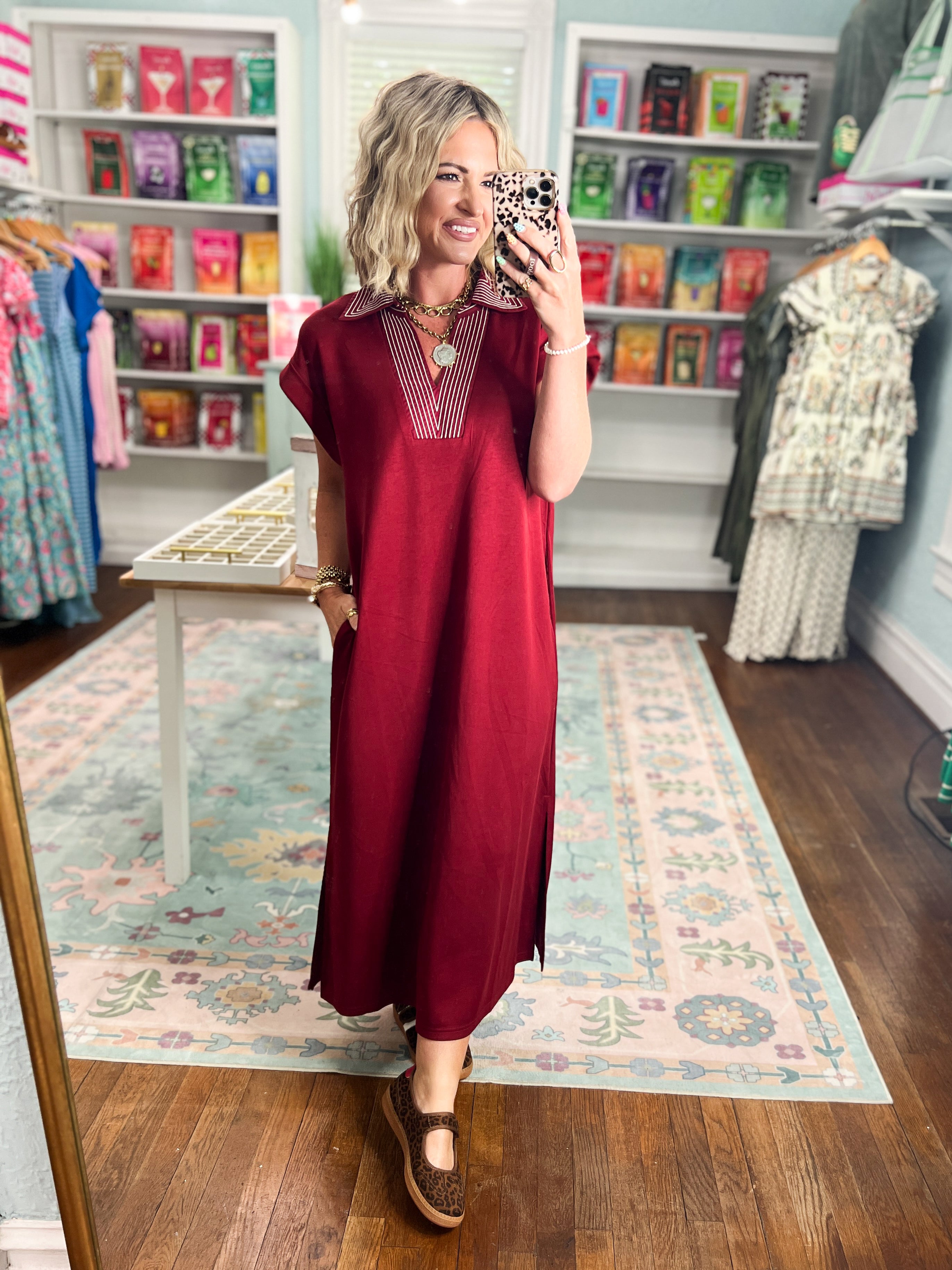 Casual Staple Midi Dress - Burgundy