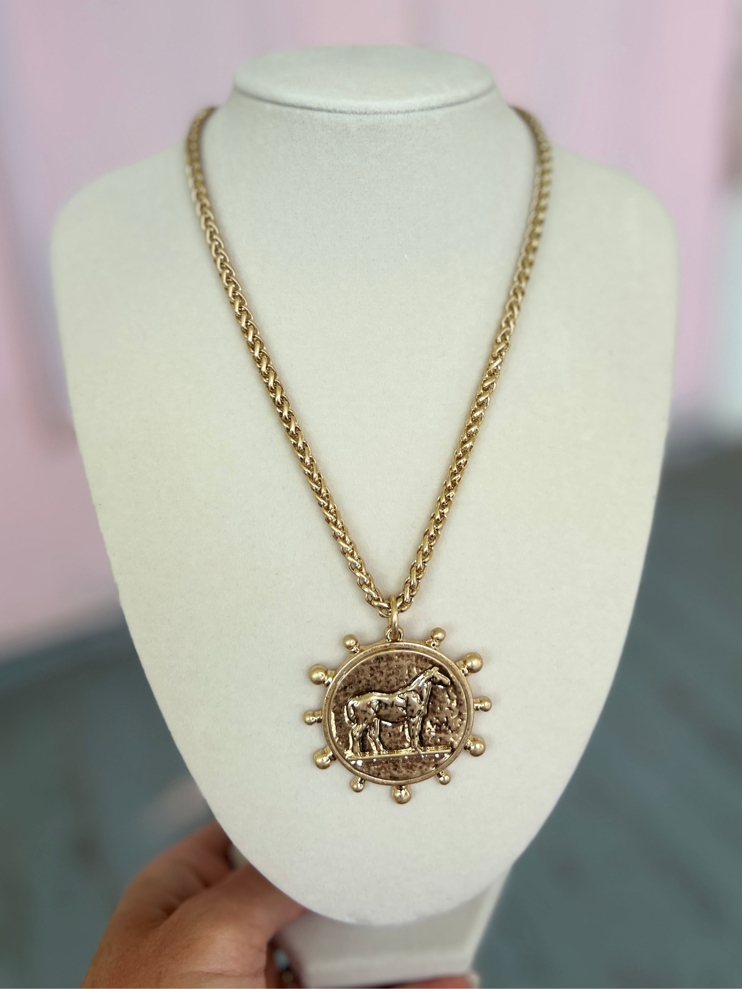 Horse Coin Pendant Necklace Set