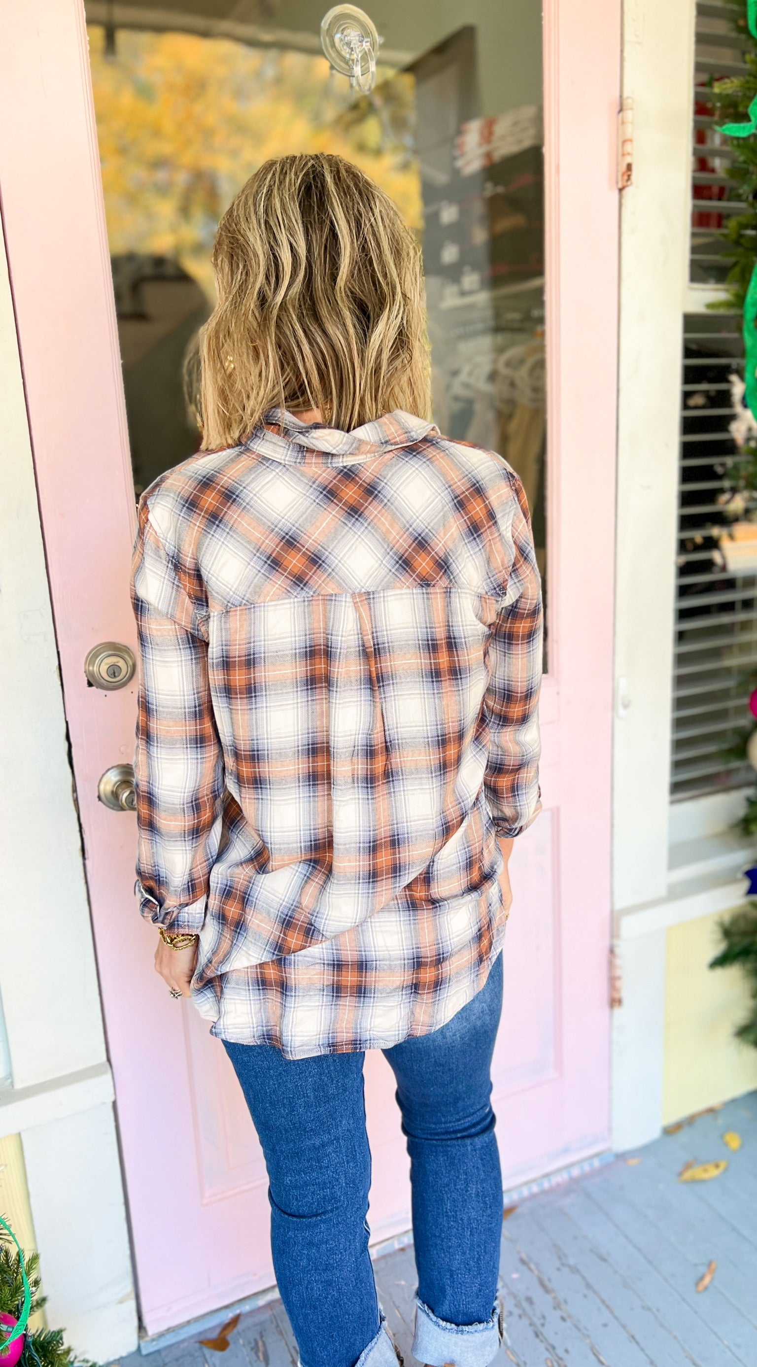 Far from Home Plaid Top