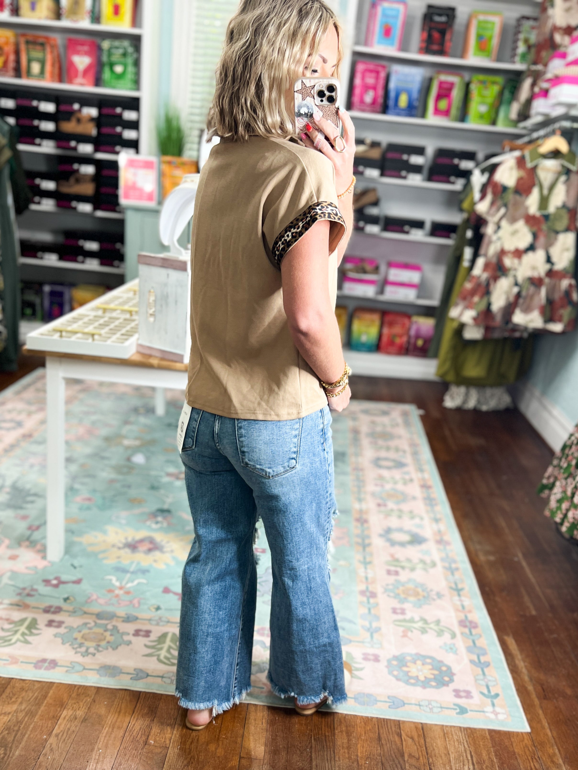 Casual Ease Short Sleeve Top - Taupe