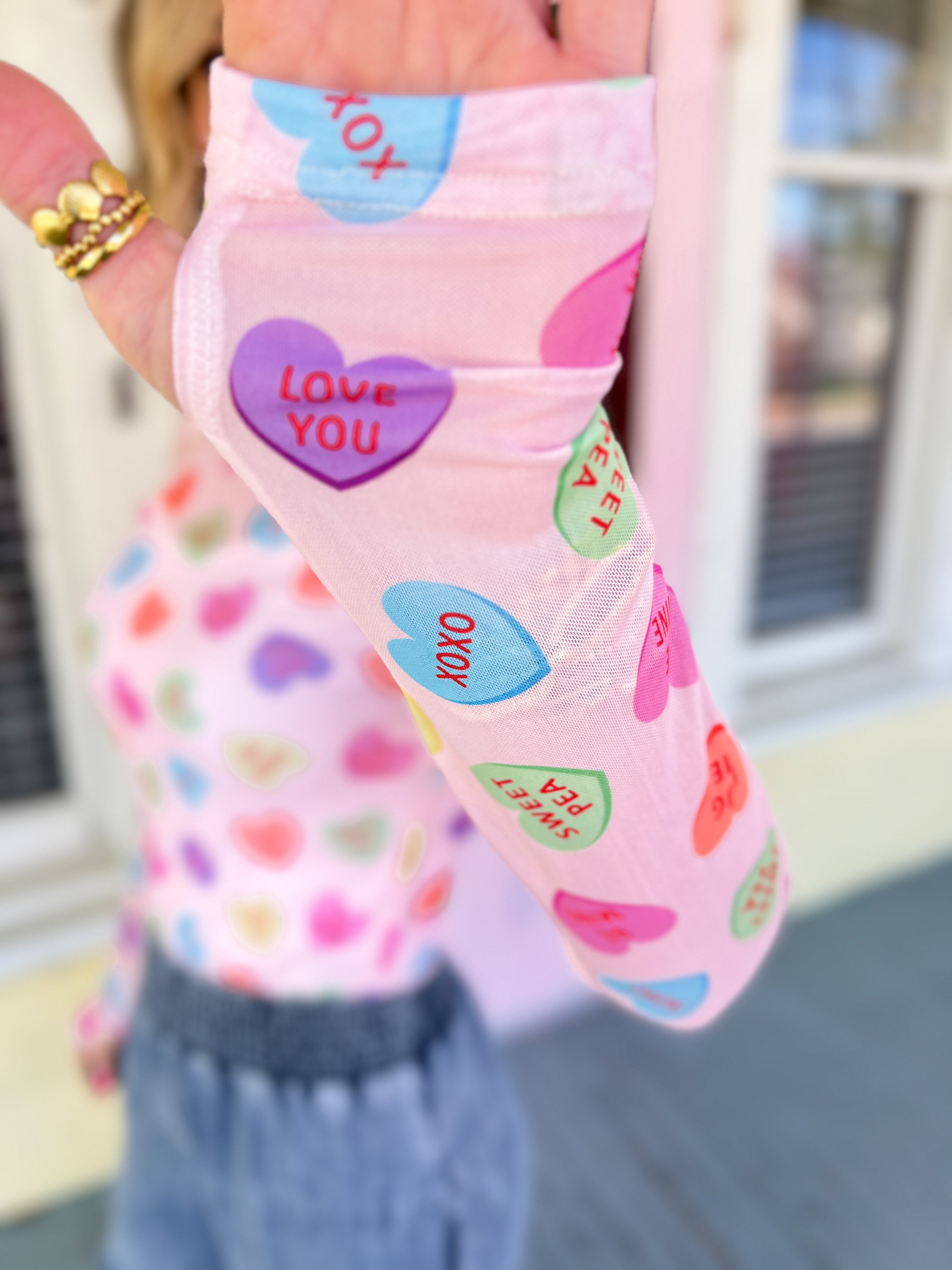 Valentines Dress It Up Mesh Top - Candy Hearts