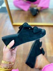 Corkys | Bowed Up - Black Faux Suede