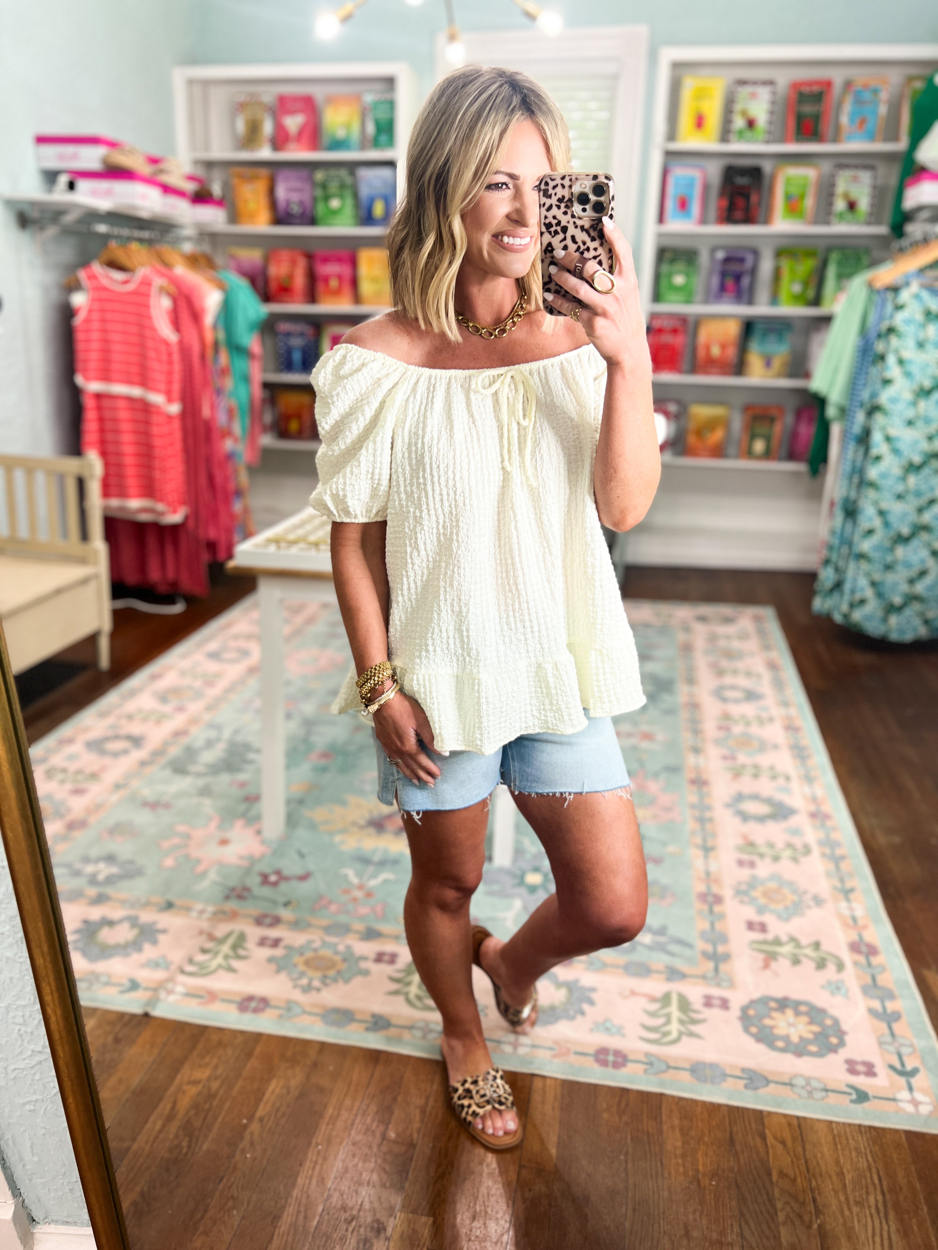 Share Your Happiness Textured Top - Ivory