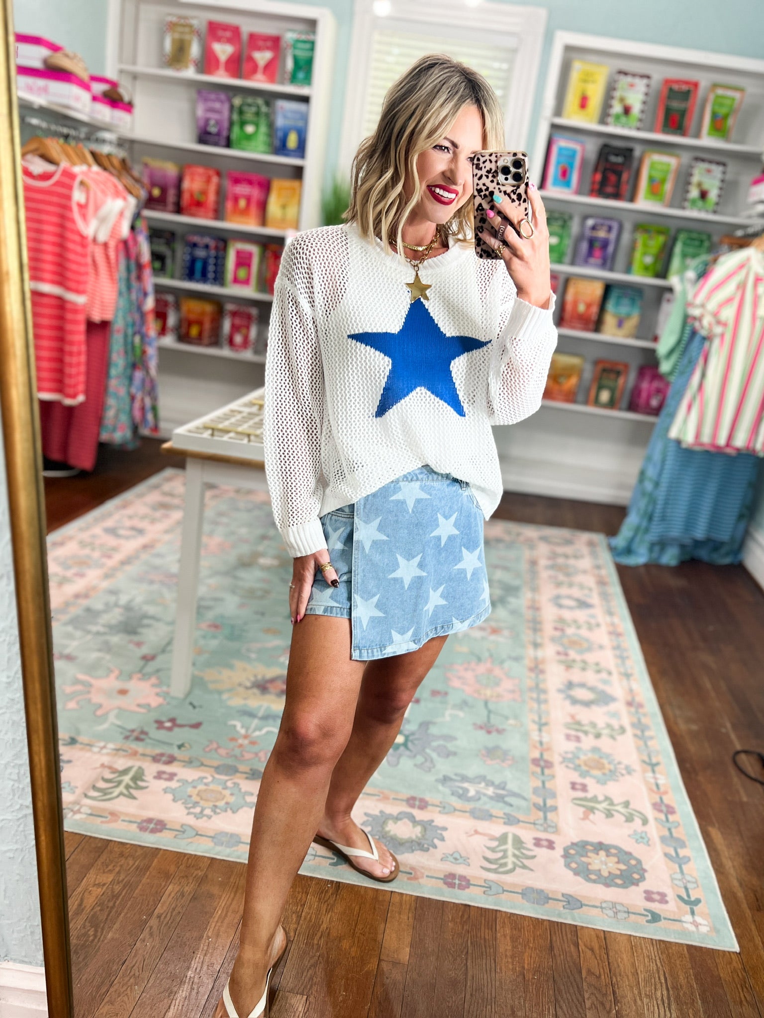 Southern Star Style Oversized Sweater Top - Blue